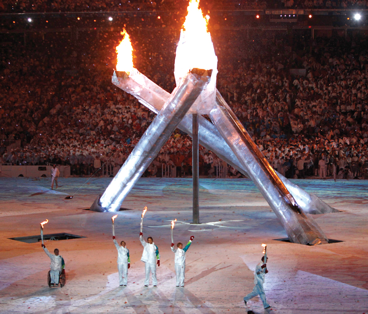 The opening ceremony of the 2010 Winter Olympics in Vancouver.
