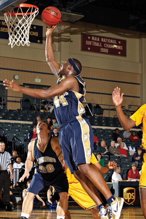 Senior Reggie Shanks goes in for a layup.
