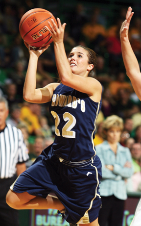 Sophomore Brittany Ward goes for a layup.
