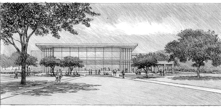 This mock-up of the proposed library was shown at the president’s meeting on Sept. 14.
