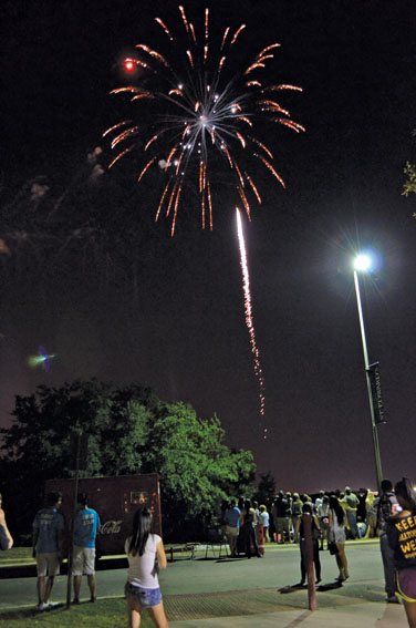 Festival goers watch the fireworks display at the 2012 Hillfest.
