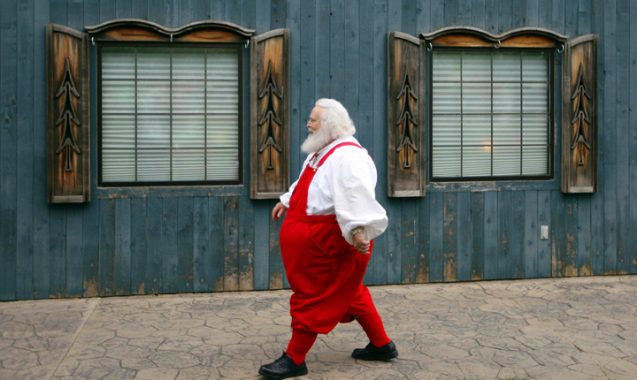 Dennis Blanden, of Grove City, Ohio, makes his way to class after lunch, October 16, 2009, in Midland, Michigan. Blanden was attending the Charles W. Howard Santa Claus School, the oldest and longest running school dedicated to the art of portraying Santa Claus.
