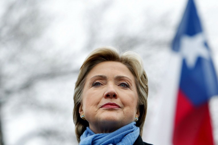 Hillary Rodham Clinton speaks at a rally at the Bank Towers parking lot in Dallas, Texas on February 20, 2008.
