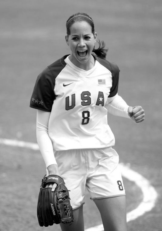Pitcher Cat Osterman of the United States celebrates a win against Japan in softball semifinals on Wednesday, August 20, 2008, in the Games of the XXIX Olympiad in Beijing, China. 
