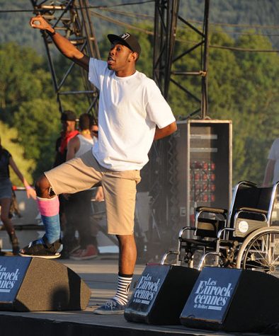 Tyler, the Creator performing with his hip-hop group, Odd Future.
