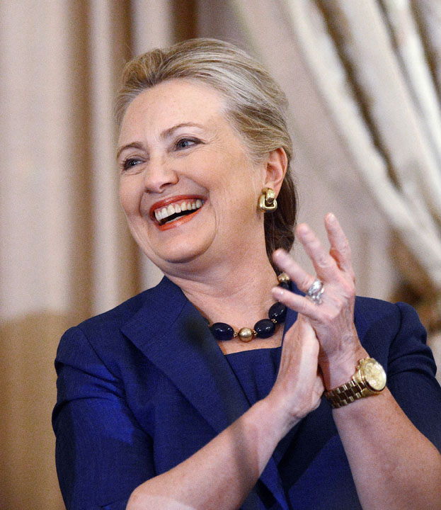 U.S. Secretary of State Hillary Clinton at the swearing-in ceremony for U.S. Ambassador to Poland Steve Mull.
