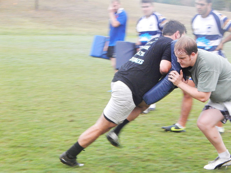 Players hit the practice field im preparation for Saturdays Heart of Texas Rugby Tournament. 