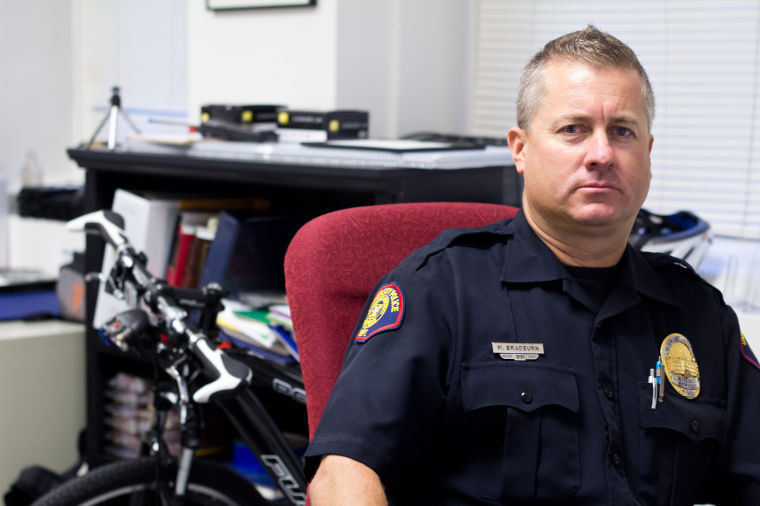 Investigator Michael Bradburn engraves bicycles with a with serial numbers, which helps UPD locate lost or stolen bicycles.