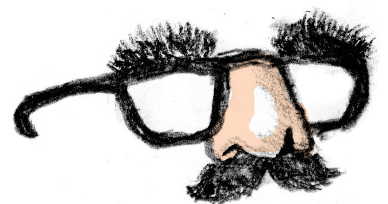 "Groucho glasses" are a classic comedy novelty.  