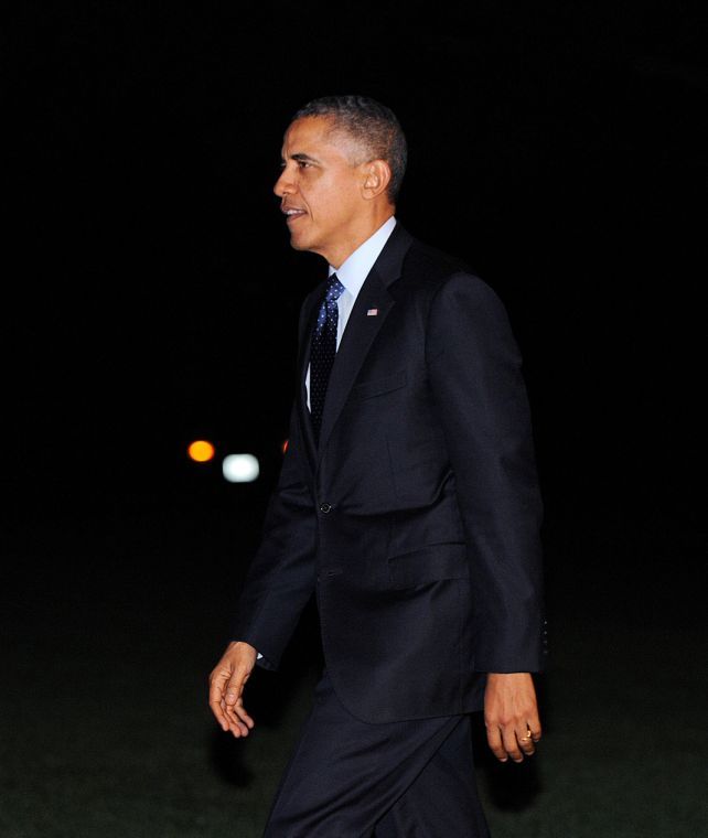 President Barack Obama returning to the White House in Washington, D.C.. 