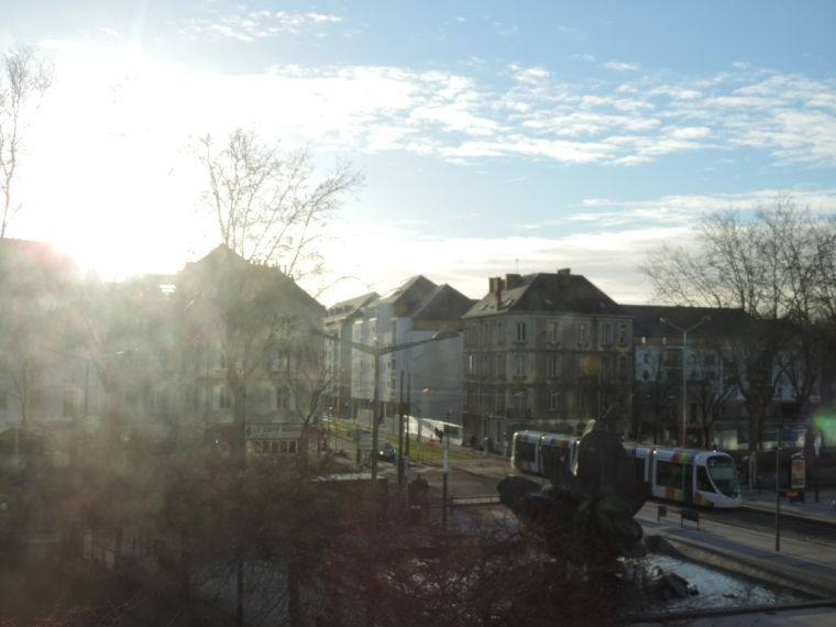 At least if I'm sick, the view from my apartment window of the tram and fountain offer some healthy scenery.