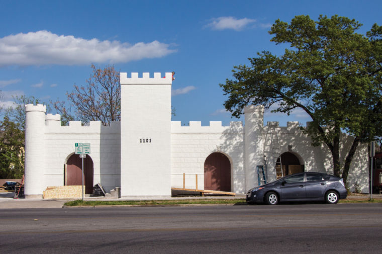 The large white castle, located next to the Ms. P’s chicken food truck, is opening this month.