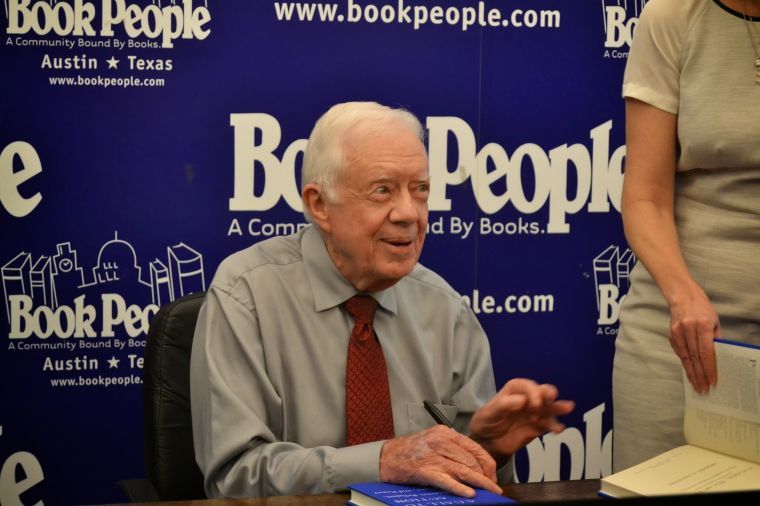 Before+LBJ+Summit+speech%2C+Carter+stops+by+BookPeople+for+book+signing