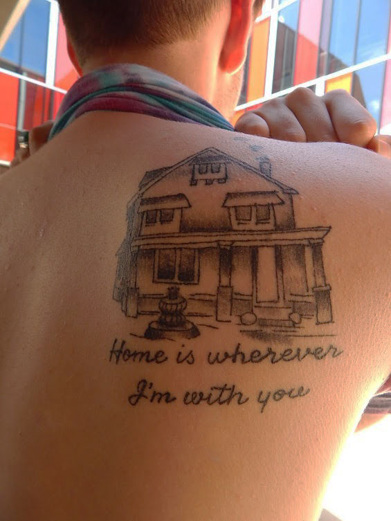 Welchs tattoo is an actual representation of his family home in Omaha, Nebraska. 