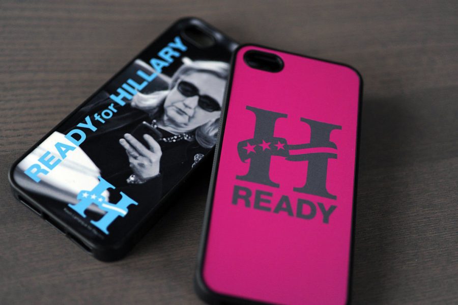 Hundreds of Hillary Clinton campaign iPhone covers, around $20 each, are ready to be shipped to Clinton supporters by Ready For Hillary, a PAC urging Hillary Clinton to run for president in 2016 from its headquarters in Rosslyn, VA. 