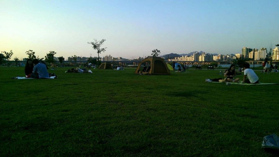 It is common in Korea to bring tents to the park and set them up to enjoy just for the day.