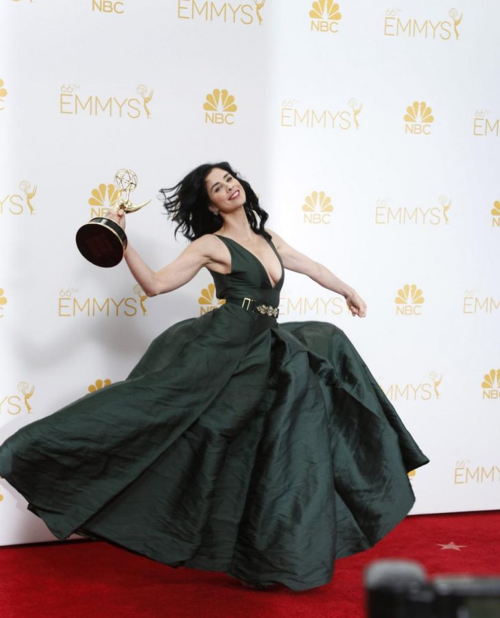 Sarah Silverman backstage at the 66th Annual Primetime Emmy Awards at Nokia Theatre at L.A. Live in Los Angeles on Monday, Aug. 25, 2014.