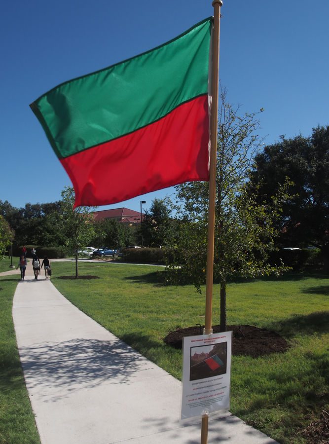 As part of the “Red Flag Poster Series,” which began Oct. 1, red and green flags have been put up across campus to “encourage students to intervene when they see a warning sign of intimate partner violence in a friend’s relationship.”