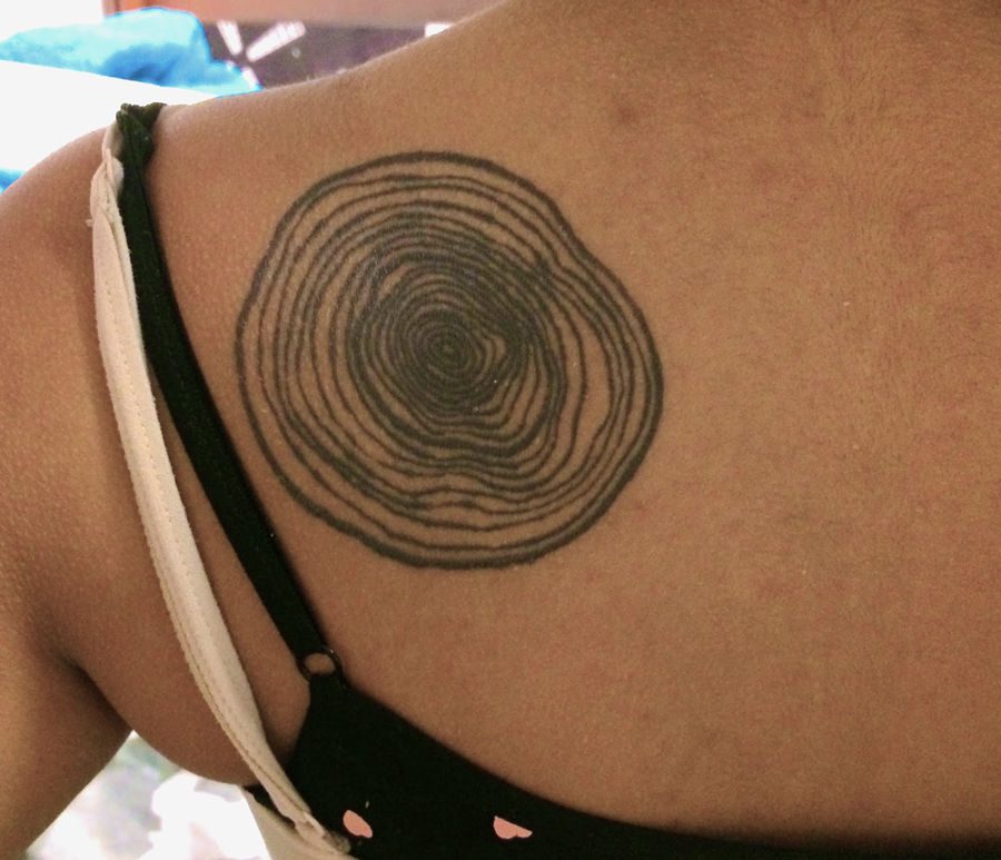 The tree ring is not Shealey’s first tattoo. Shealey also has three nordic ruins on her wrist, which represent victory, protection, and joy.