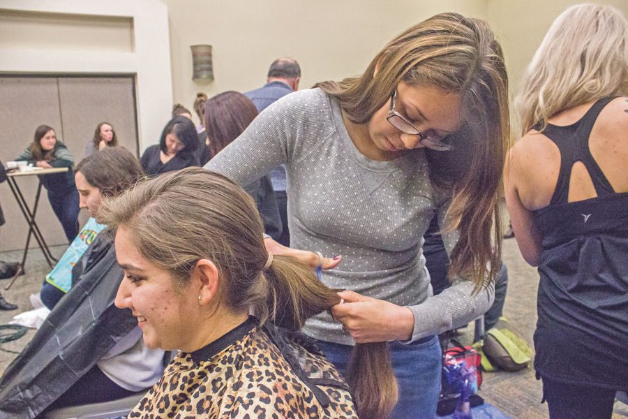 Students+participated+by+donating+a+minimum+of+eight+inches+of+their+hair+to+Pantene+Beautiful+Lengths%2C+which+makes+wigs+for+women+with+cancer.%C2%A0