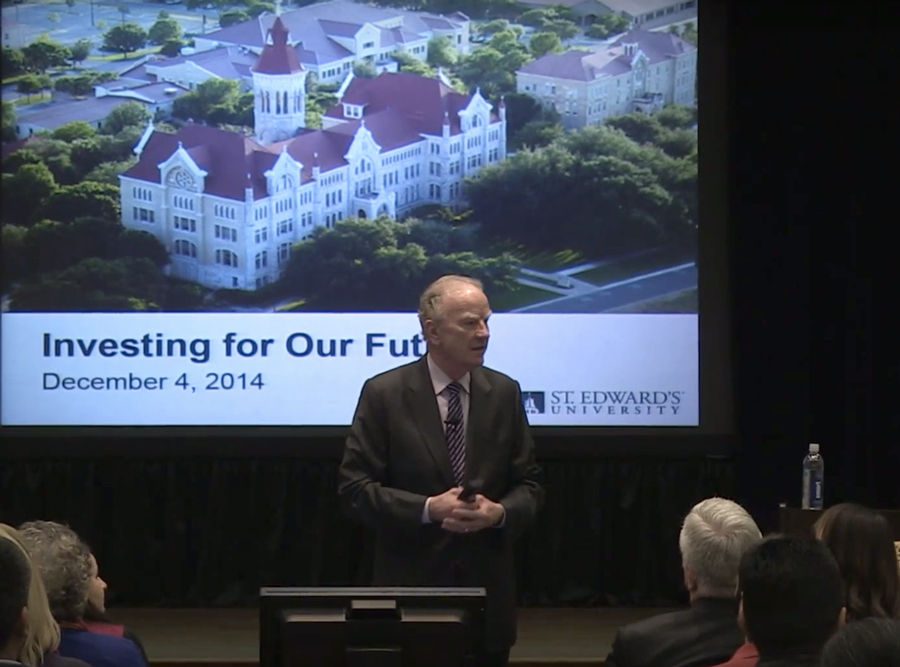 President George E. Martin gave a speech on Dec. 4, announcing the Investing for Our Future campaign.