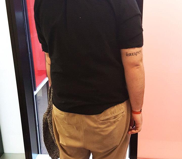 SEU Freshman Rafael Murtinho's tattoo says 'infinity' in Greek