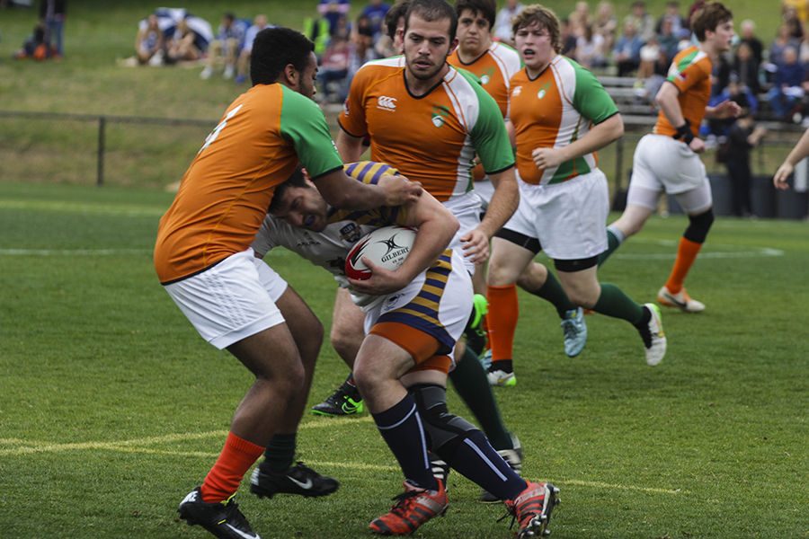 The St. Edwards University Rugby Football Club defeated the University of Texas- Dallas RFC 50-7 in a match on Feb. 20, 2016 at the SEU campus, Austin, Texas.