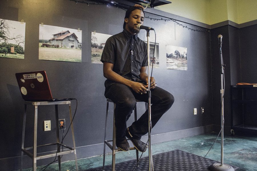 Freshman Jesse Greene, a regular at Jo's Open Mic Night. 