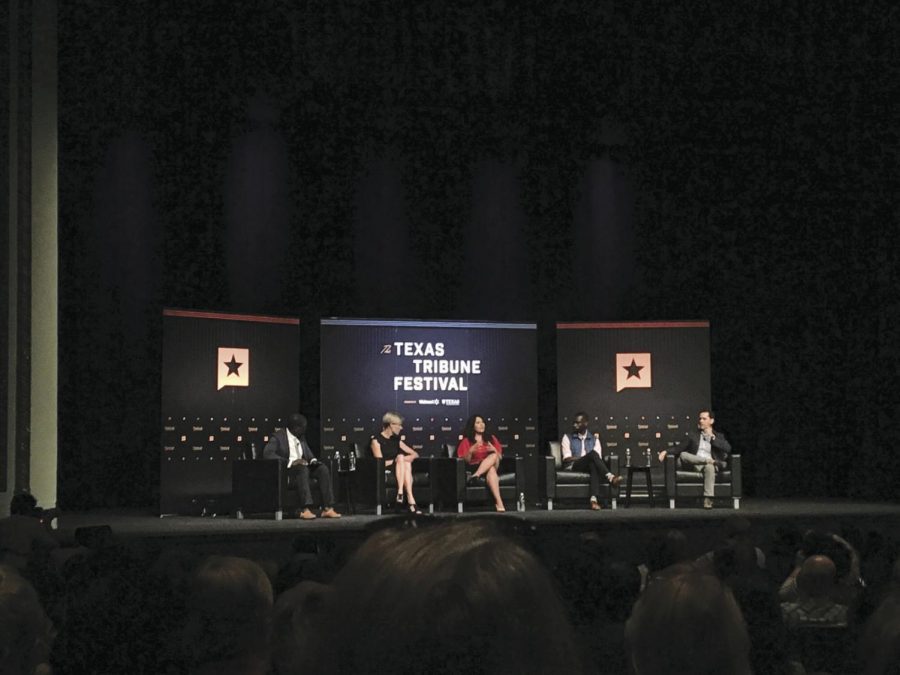 Panelists (from left to right) Cecile Richards, Crisanta Duran, DeRay Mckesson and Ezra Levin.