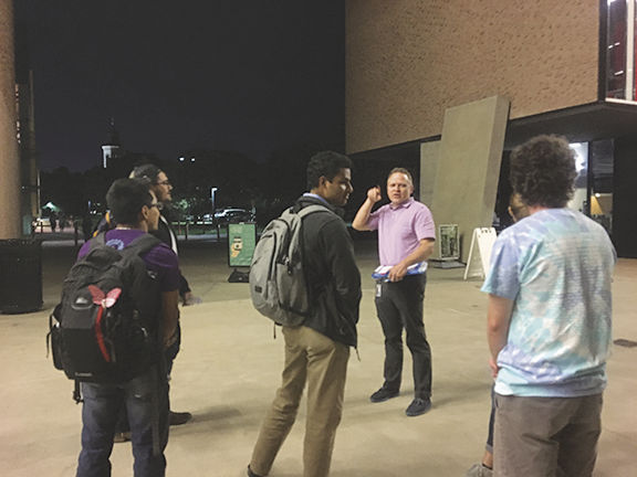 Associate Vice President of Campus Safety Scott Burnotes leads students through campus walkthrough.