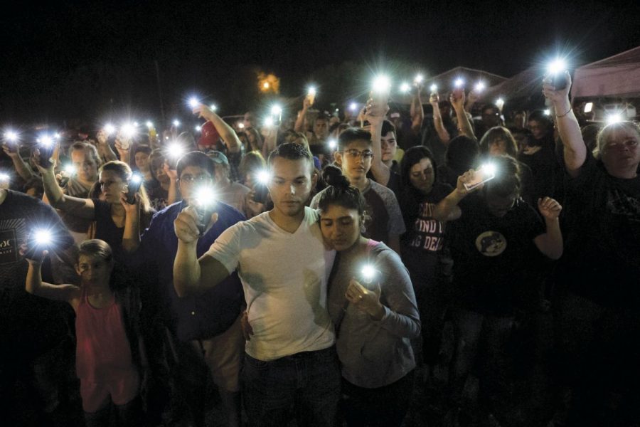 A+vigil+was+held+in+Sutherland+Springs%2C+Texas+in+remembrance+of+the+victims+of+the+mass+shooting.