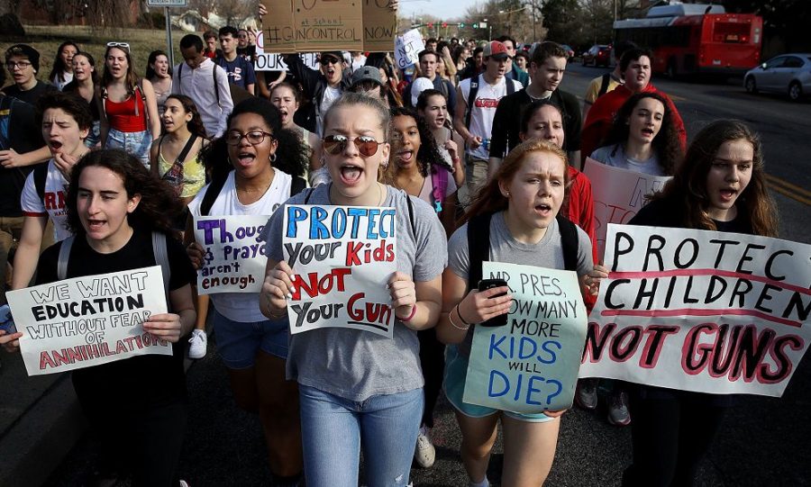 Survivors of the shooting gather to prevent future school shootings.