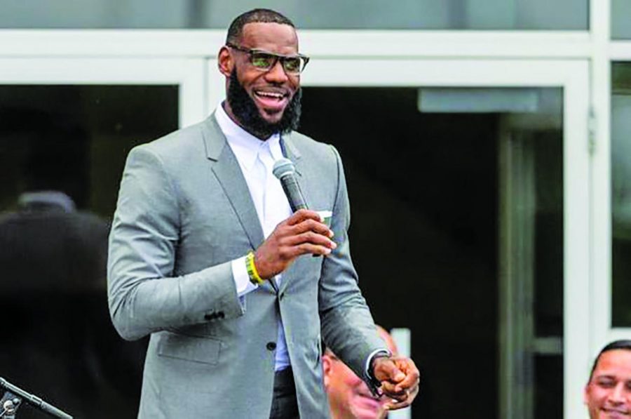 LeBron James speaking at the grand opening of I Promise School.