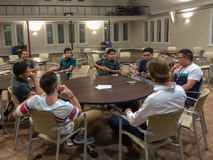 St. Edward's students gather at the It's On Us Men's Intiative.