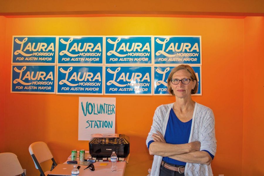 Laura Morrison at her campaign office on Guadalupe street. Morrison worked for several years as a community advocate before becoming a member of the Austin City Council.