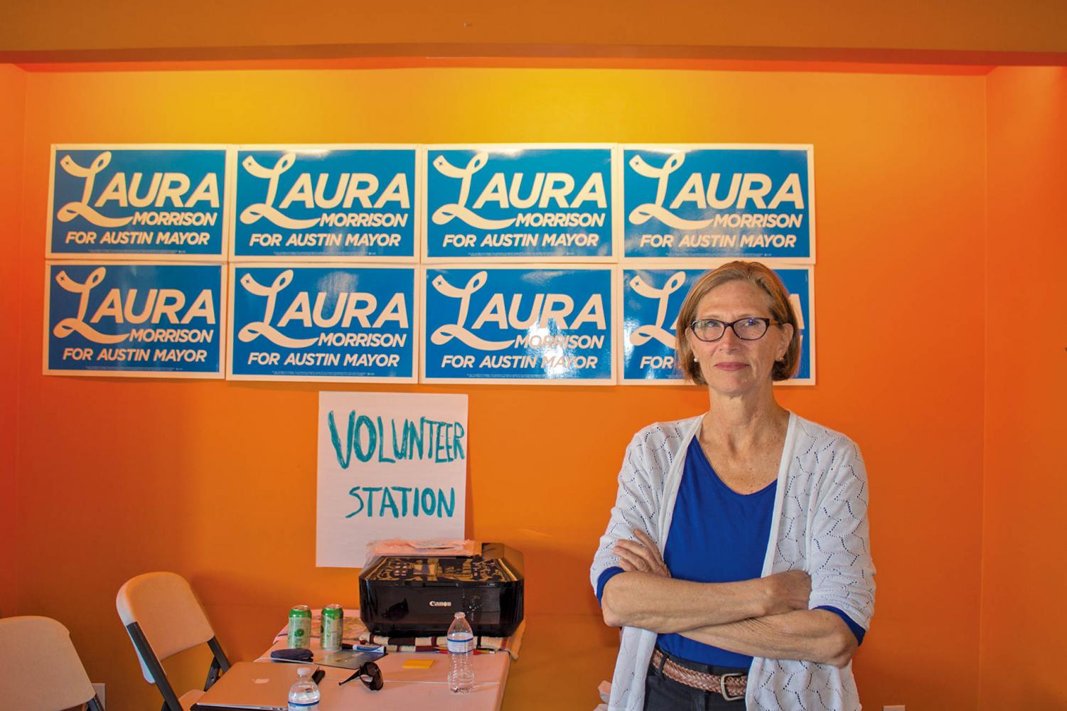 Laura Morrison at her campaign office on Guadalupe street. Morrison worked for several years as a community advocate before becoming a member of the Austin City Council.