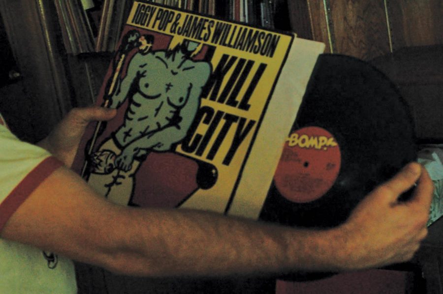 Patrick Dolan pulls out one of the records from his collection. Kill City is a 1977 demo recorded by two ex memebers of the Stooges. 