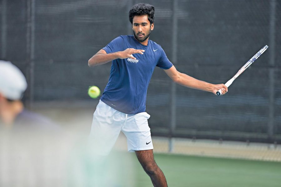 In+his+first+year+at+the+university%2C+Anish+Sriniketh+has+been+a+major+contributing+factor+for+mens+tennis+winning+season.