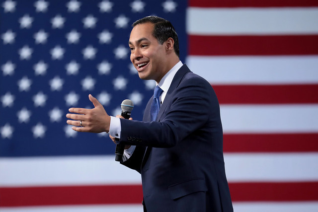 Former Secretary of Housing Julian Castro speaks at the 2019 Forum on Wages and Working People in on April 27, 2019. Castro addressed the recent deaths of migrants Oscar Martinez and his daughter Valeria, adding that incidents like this should piss us all off.