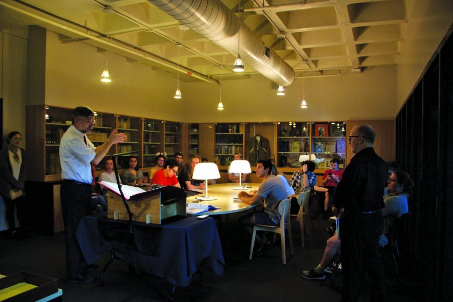 Students gathered in the Munday Library to witness the unveiling of the newly gifted St. John’s Bible. The original copy was completed back in 2011.
