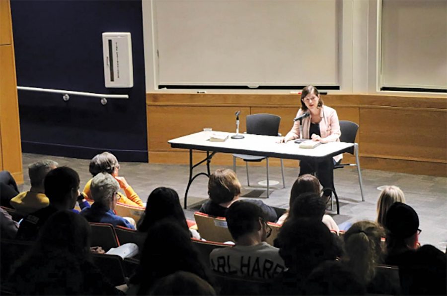 Jennifer duBois speaks to students in Carter Auditorium about all things writing. Along with being an award-winning author, duBois also teaches at Texas State University in the Masters of Fine Arts program.