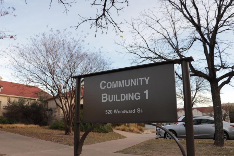 A view from outside Community Building 1, which is located near The Village and Teresa Hall.