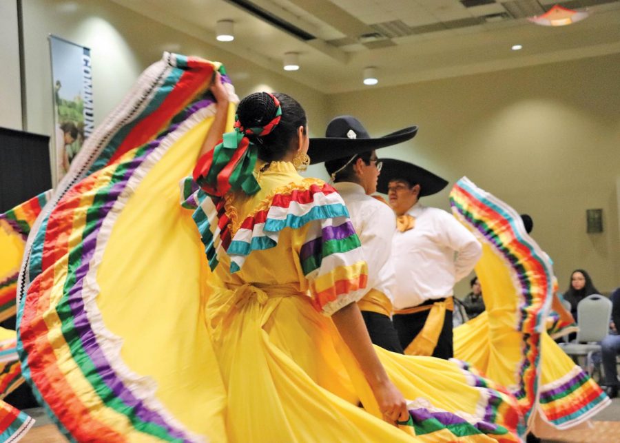 Performers+dance+in+the+style+of+Jalisco.+The+SEU+Ballet+Folklorico+performs+both+locally+and+out-of-state+and+recently+received+first+place+in+a+San+Antonio+competition.