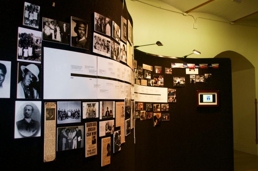 The Barbara Jordan exhibit featured a timeline that displays her accomplishments from birth to death. The exhibit was also shown during Barbara Jordan week Feb. 20 to Feb. 24. 