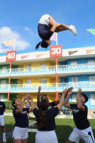 In January, the SEU cheer squad finished in ninth place at the UCA College Cheerleading National Championship. The competition took place in Orlando, where they earned a zero deduction 