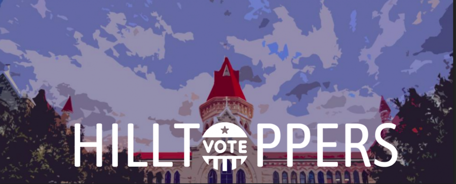 Hilltoppers+Vote+promotes+2020+election+coverage+in+the+newsroom.+The+coverage+will+focus+on+what+the+St.+Edwards+community+looks+for+in+candidates.