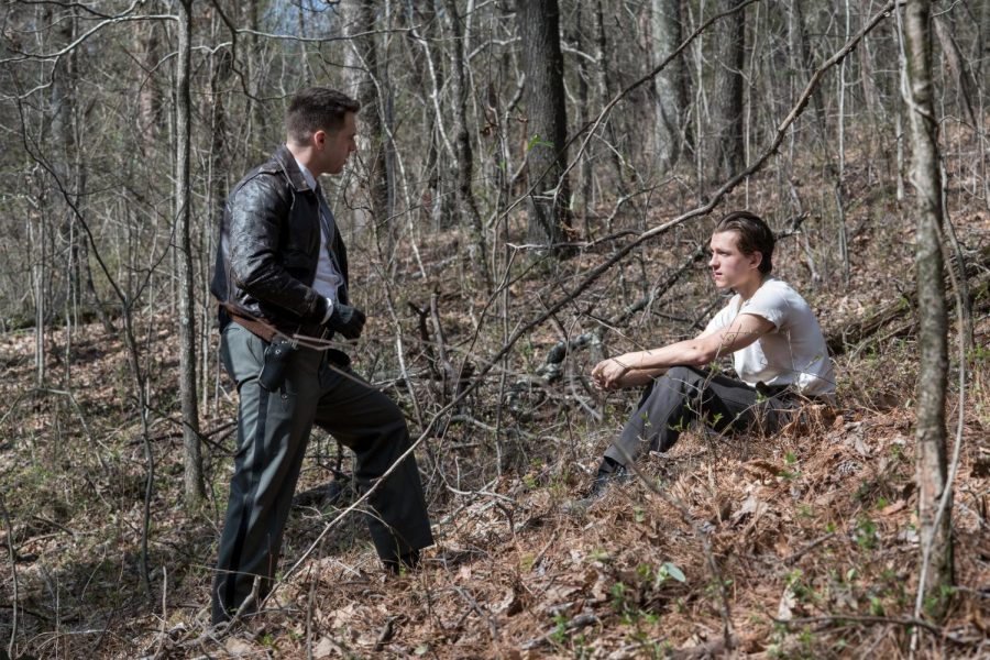 Stan (left) as Lee and Holland as Arvin face off in the climax of the film. Though set in Ohio and Virginia, filming took place across Alabama. 