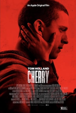 Cherry follows titular character portrayed by Tom Holland after returning from Iraq with PTSD falling victim to drug addiction. 