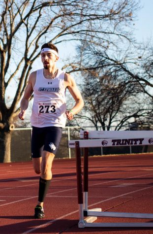 Chaplin competes for the Hilltoppers at a recent track meet held at Trinity University. The team will compete at meets at Rice and the University of the Incarnate Word before heading to the Lone Star conference tournament at West Texas A&M next month.