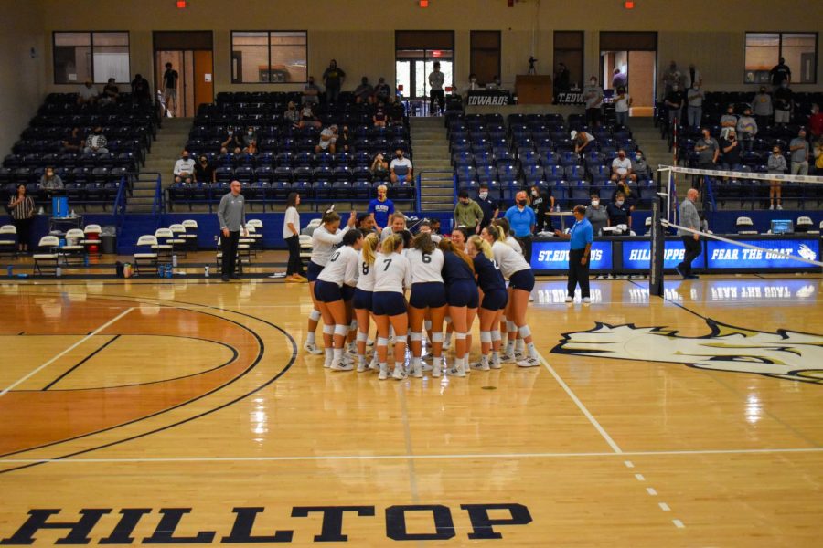 St. Edward's women's volleyball team prepares for their home opener against Texas A&M Commerce. 